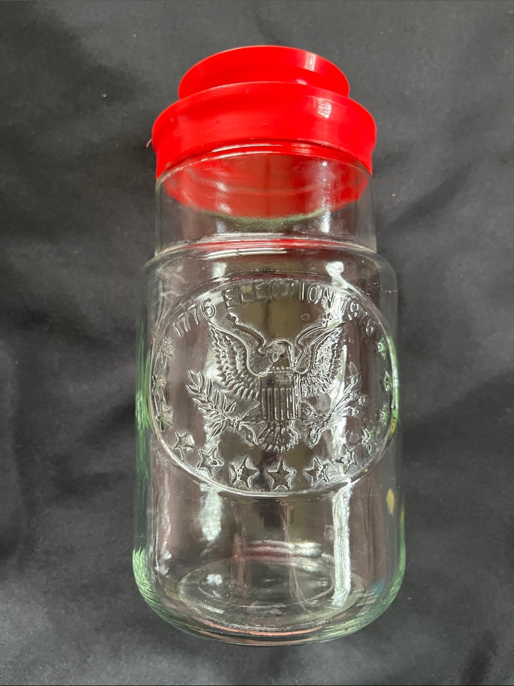 Vtg Anchor Hocking Ad Maxwell House Coffee 32oz Glass Storage Jar Red Lid 1976